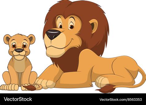 Lion with cub Royalty Free Vector Image - VectorStock