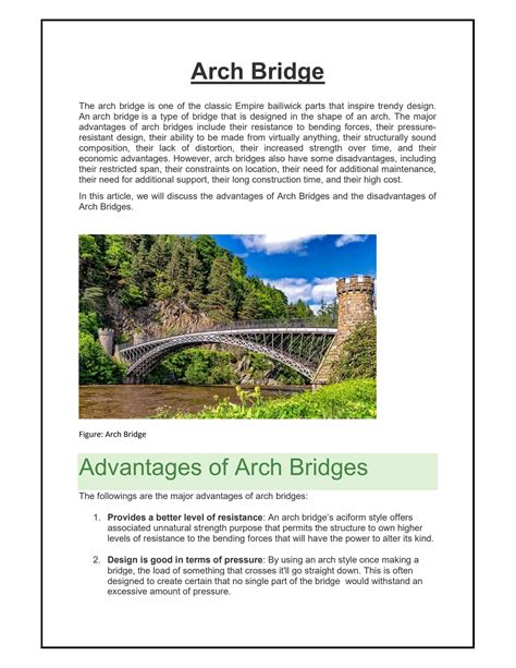 SOLUTION: Advantages and disadvantages of arch bridge - Studypool