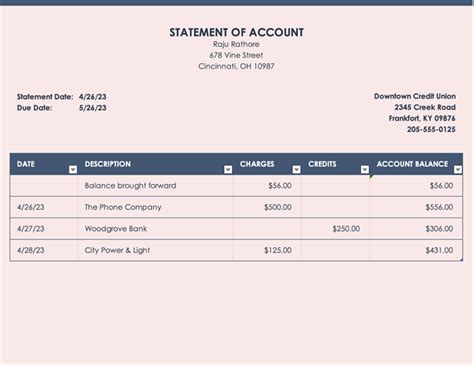 Statement of Account Templates | 12+ Free Docs, Xlsx & PDF Formats ...