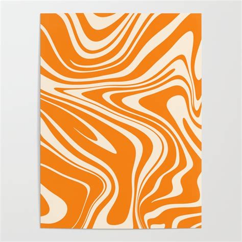 Abstract Liquid Swirl Orange & Beige Pattern Poster by VanDenar | Society6