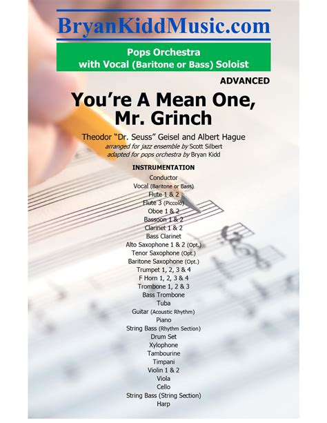 You're A Mean One, Mr. Grinch (arr. BryanKiddMusic.com) by Albert Hague Sheet Music for Full ...