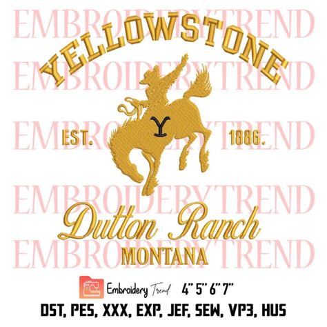 Yellowstone Est. 1886 Embroidery, Dutton Ranch Montana Embroidery, Yellowstone TV Embroidery ...