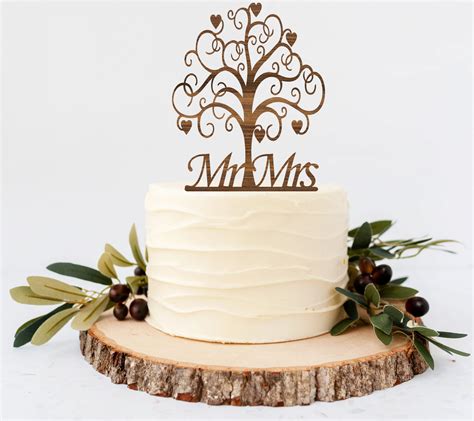 Mr & Mrs Tree cake topper style 12 – Laser and Lace