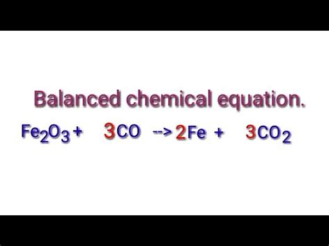 Balancing the chemical equation. Fe2o3+co=fe+co2. - YouTube