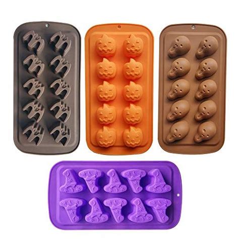 Halloween Candy Molds 4 Pcs Chocolate Molds Silicone with Ghost Pumpkin ...