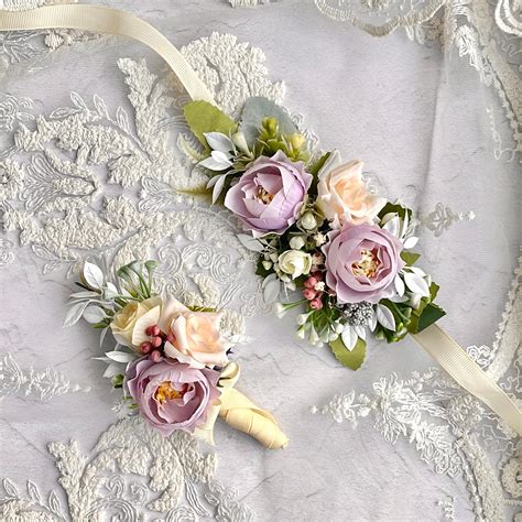 Corsage and Boutonniere Set Lilac Boutonniere Prom Corsage - Etsy