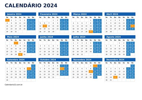 Calendário com feriado 2024 | Focalizando