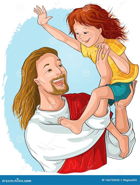 Jesus Reading the Bible with Children. Vector Cartoon Christian ...