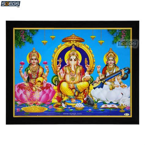 Ganesh Lakshmi Saraswati Photo Frame, HD Picture Frame, Religious ...