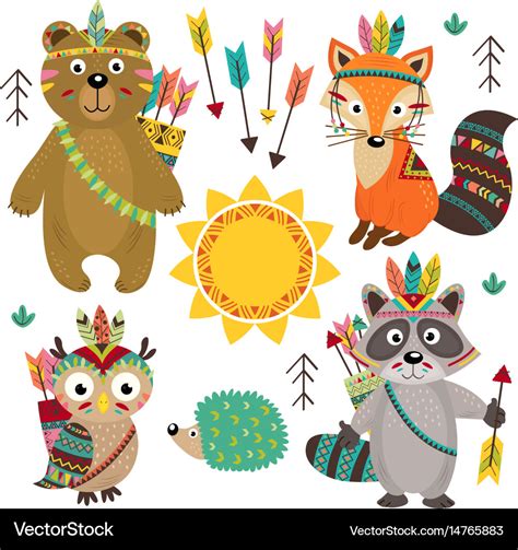 Set isolated tribal animals part 1 Royalty Free Vector Image