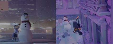 Spider-Man : Into the Spider-Verse (2018) the same snowman can be spotted when Miles and Peter ...