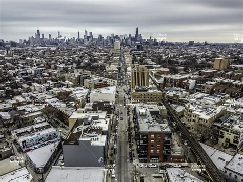 Aerial Drone View of West Town Chicago