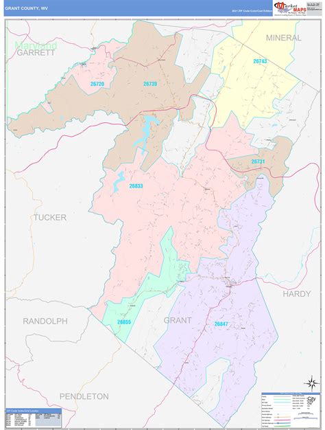 Grant County, WV Wall Map Color Cast Style by MarketMAPS - MapSales