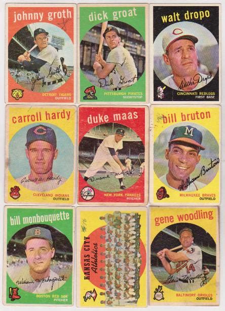 9 Different 1959 Topps Baseball Cards - Vintage Collection | Property Room