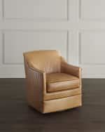 Massoud Harris Leather Swivel Chair | Horchow