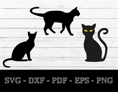 Black Cat Svg Black Halloween Cat SVG Cut File PNG DXF - Etsy