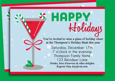 Christmas Cocktail Party Invitation Printable Holiday