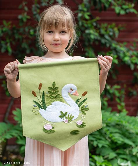 Felt Applique Swan Banner for Kids' Room - Lia Griffith Baby Embroidery, Embroidery Projects ...