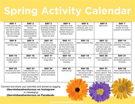 Spring Activity Calendar (+Free Printable)