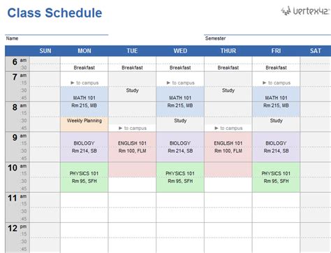 Get the Class Schedule for Google Sheets | Weekly schedule template excel, Class schedule ...