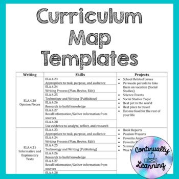 Curriculum Map Templates by Continually Learning | TPT