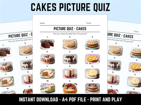 Printable Cakes Picture Quiz With Answers - Etsy