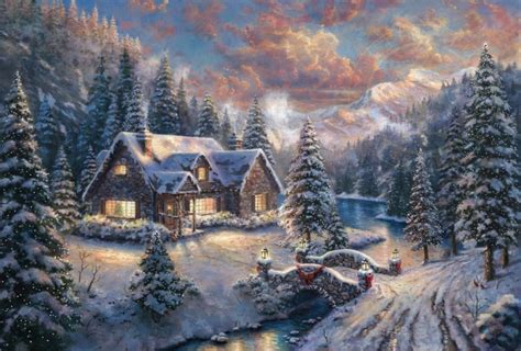 Famous Christmas Paintings from Thomas Kinkade - Photo to Hand Paintings