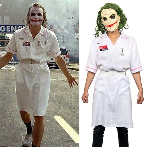 Heath Ledger Joker Nurse Clown Costume Batman Dark Knight Rise Joker Arthur Fleck Halloween ...