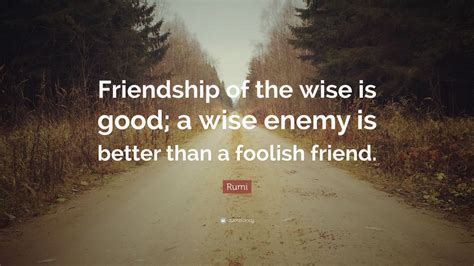 Rumi Quote: “Friendship of the wise is good; a wise enemy is better ...