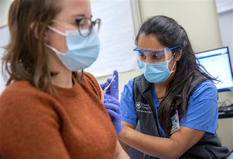 Penn State Health employees line up for COVID vaccine - Penn State Health News