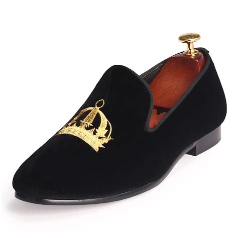 Harpelunde Slip On Italian Men Formal Shoes Black Velvet Loafers ...