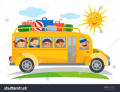 School Bus Field Trip Cartoon Cartoon Stock Vector (Royalty Free ...