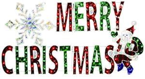 Amazon.com - 44" x 23" Lighted Holographic Merry Christmas Sign Indoor Outdoor Window Use with ...