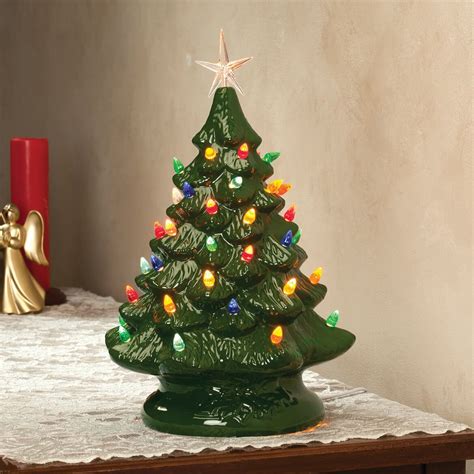 Miles Kimball Nostalgic Ceramic Christmas Tree glows with colorful ...