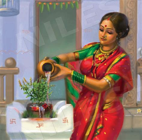 Tulsi pooja | Indian illustration, Indian art paintings, Tulsi