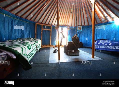 Interior of a traditional Ger, Mongolia Stock Photo - Alamy