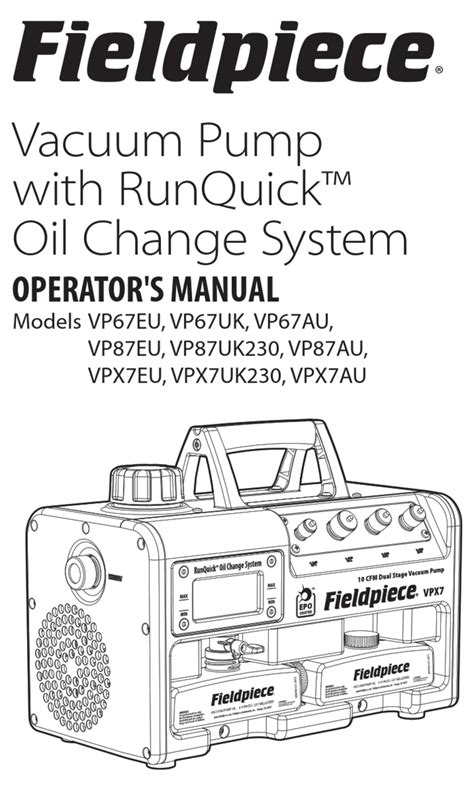 FIELDPIECE VP67EU OPERATOR'S MANUAL Pdf Download | ManualsLib