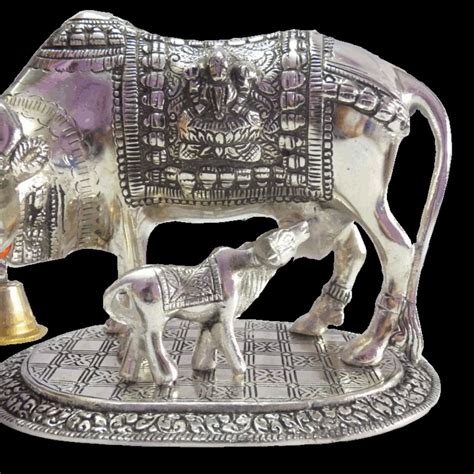 Cow and Calf Silver Big | Cow calf, Silver pooja items, Silver