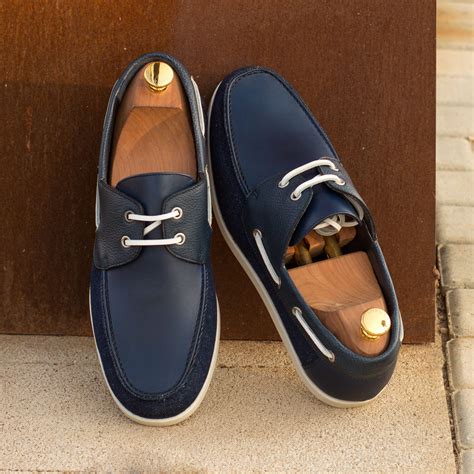 Mens Boat Shoes | MARINA Denim & Leather navy blue | Civardi Shoes