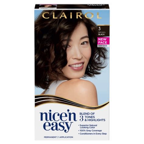 Clairol Nice'n Easy Permanent Hair Color 3 Brown Black, 1 ct - King Soopers