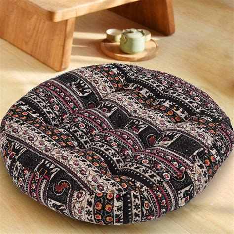 4" Thicken 22" Large Bohemian Floor Cushion, Square/Round Meditation Pillow, Floor Chair Seat ...