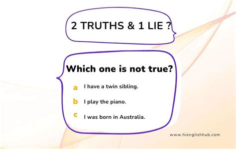 201+ Best Two Truths And A Lie Ideas (Free Worksheet & Instructions) - Hi English Hub