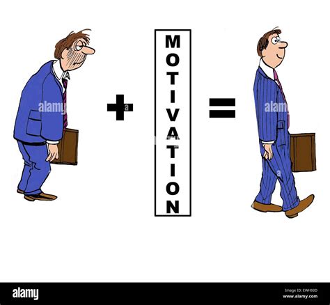 Business cartoon showing the positive impact of 'motivation' on the ...