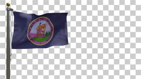 Chickasaw Nation Flag / Native American Flag on Flagpole with Alpha Channel, Motion Graphics