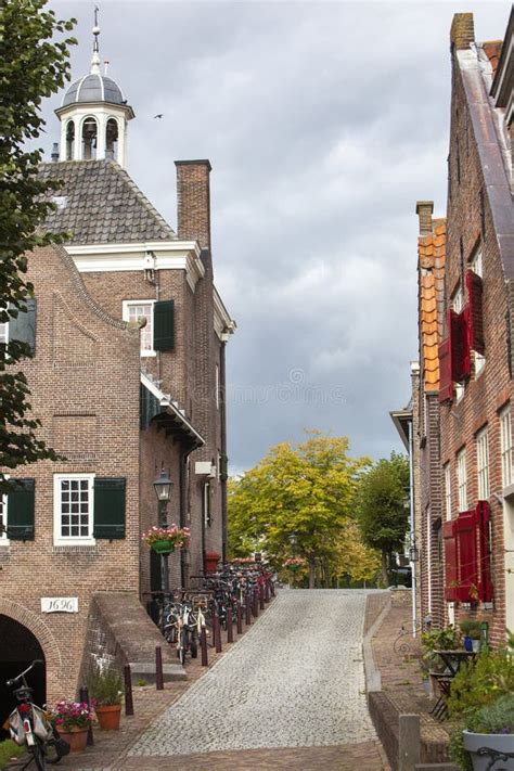 Historic City Hall of Nieuwpoort and Nostalgia Houses Stock Photo ...