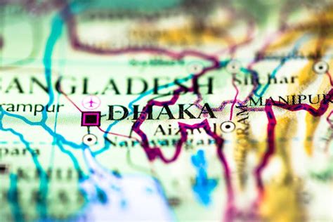 Shallow Depth of Field Focus on Geographical Map Location of Dhaka ...