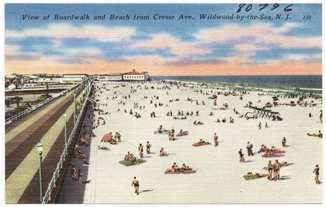 View of boardwalk and beach from Cresse Ave., Wildwood-by-the-Sea, N. J. - Digital Commonwealth