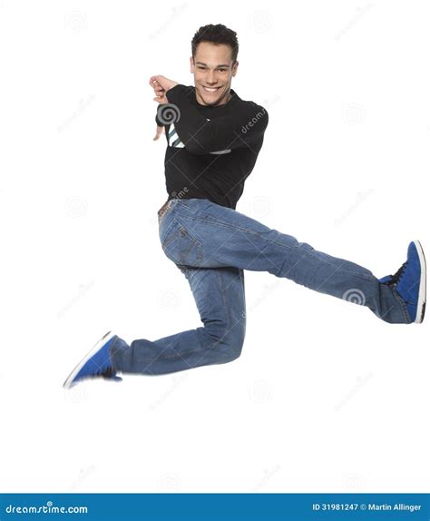 Excited Man Jumping in Air stock image. Image of person - 31981247