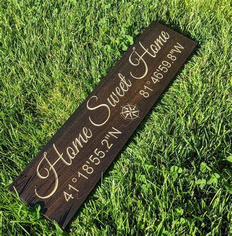 Custom Wooden Address Sign Wood GPS Sign. Personalized Family | Etsy