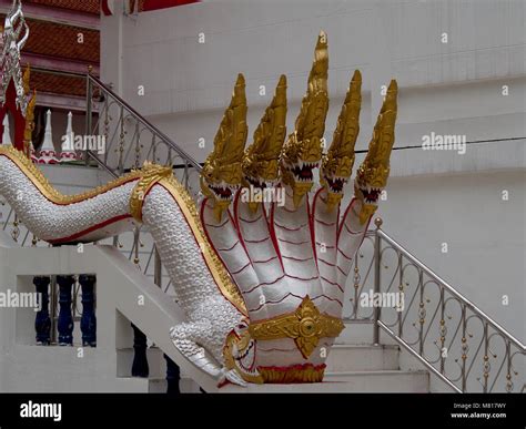 Naga statue, located inside the temple Thailand Stock Photo - Alamy